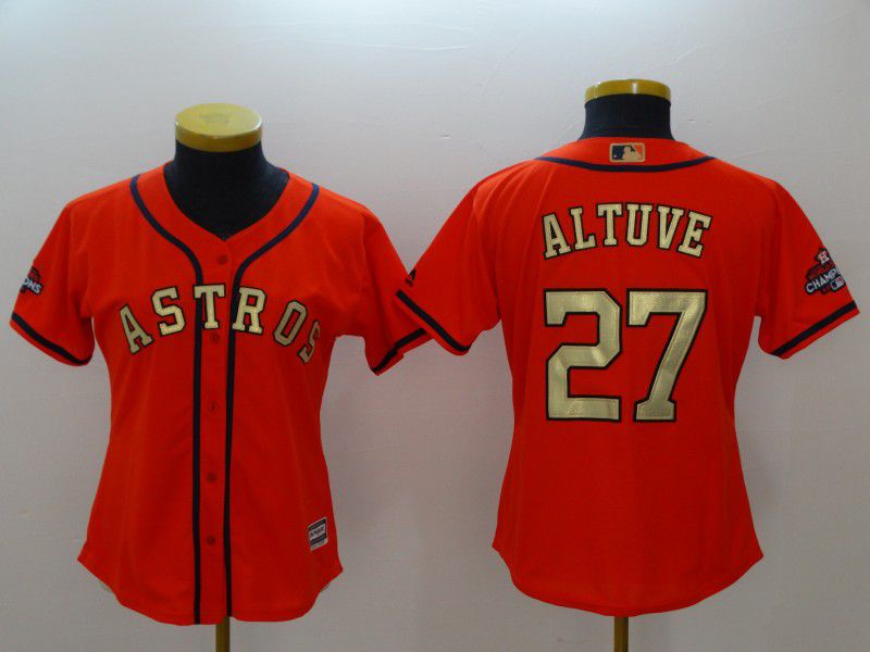 Women Houston Astros #27 Altuve Orange Champion Edition MLB Jerseys